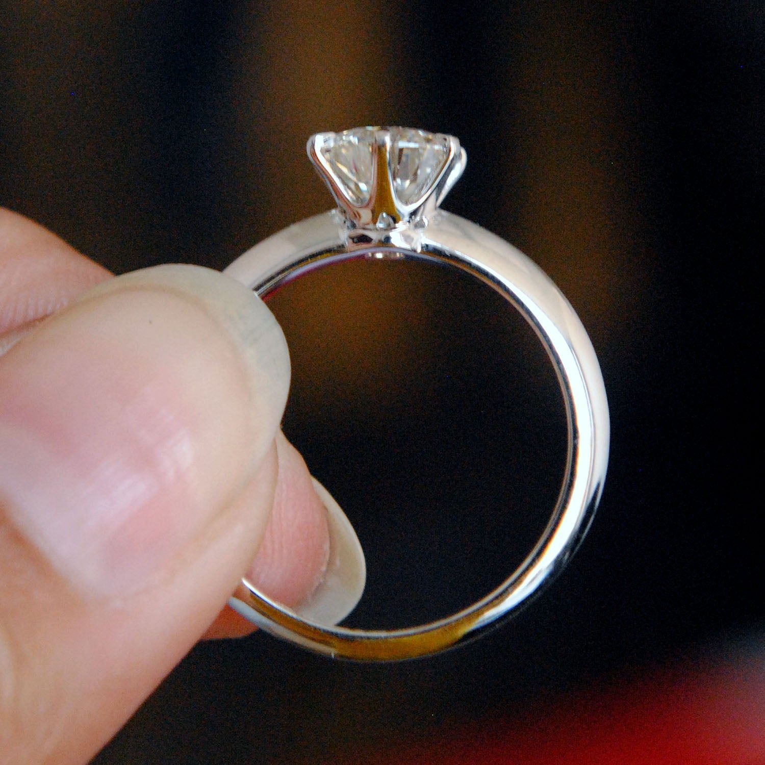 14K Yellow Gold Dainty Moissanite Engagement Ring - 6 Prong Solitaire - Available in 1/4, 1/2, 3/4, and 1 Carat options 6.5mm (1 Carat) / 8.25