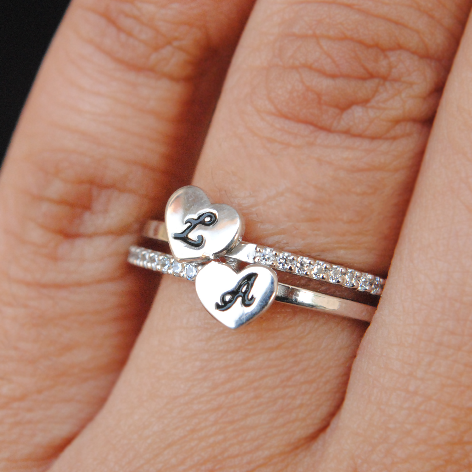 Classic Name Engraved Silver Couple Rings