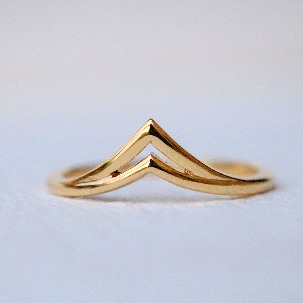 Minimalist Double Chevron Stackable V Ring