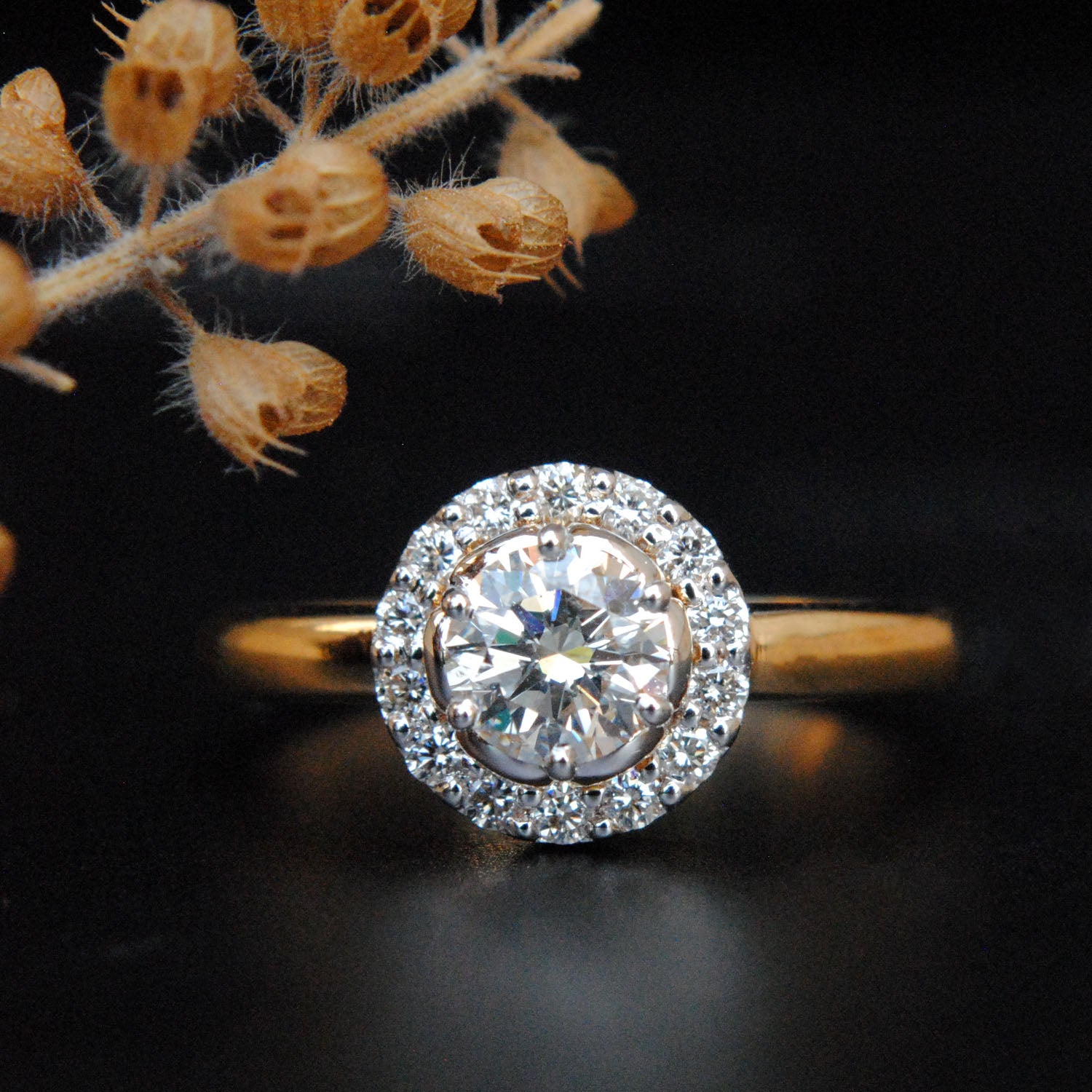 Classic Half Carat Diamond Halo Engagement Ring