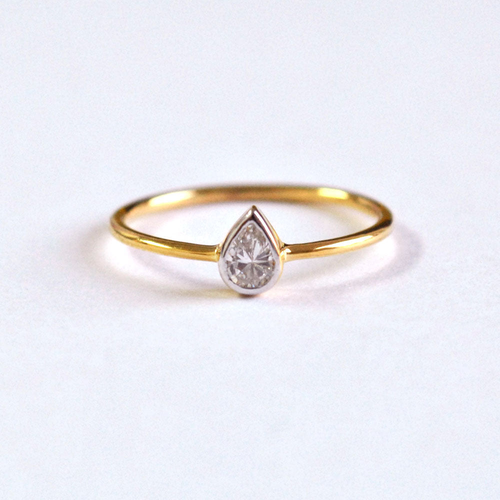 Bezel Set Pear Diamond Engagement Ring