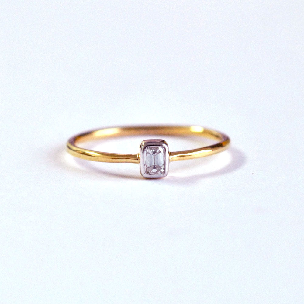 Emerald Cut Diamond Engagement Ring Bezel Set