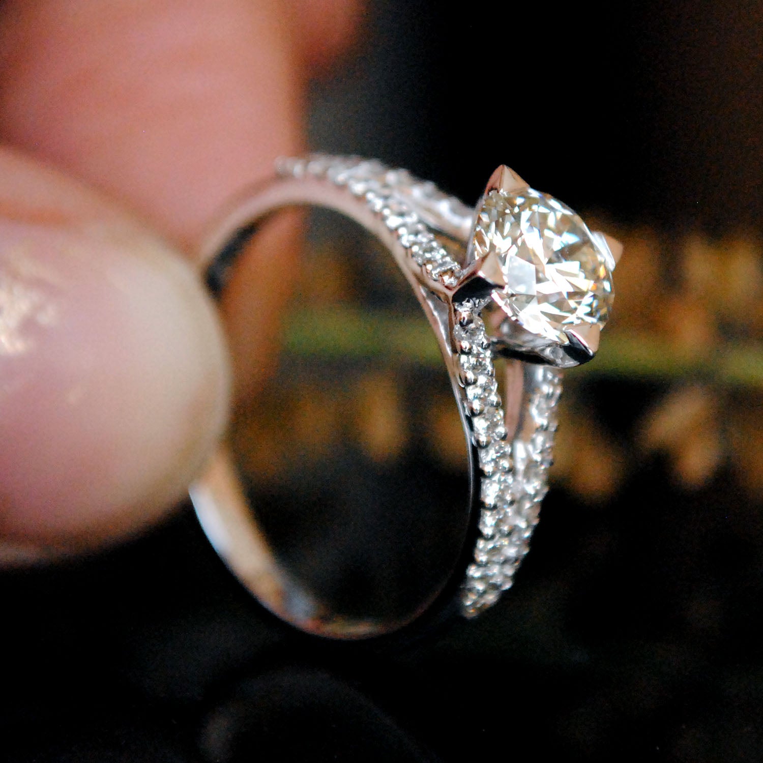 Sylvie Classic Round Brilliant Split Shank Diamond Engagement Ring |  Frassanito Jewelers