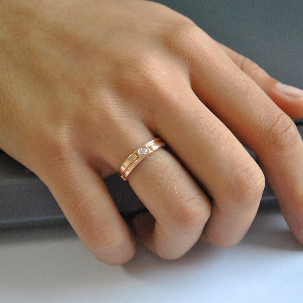 Matching wedding bands with enamel