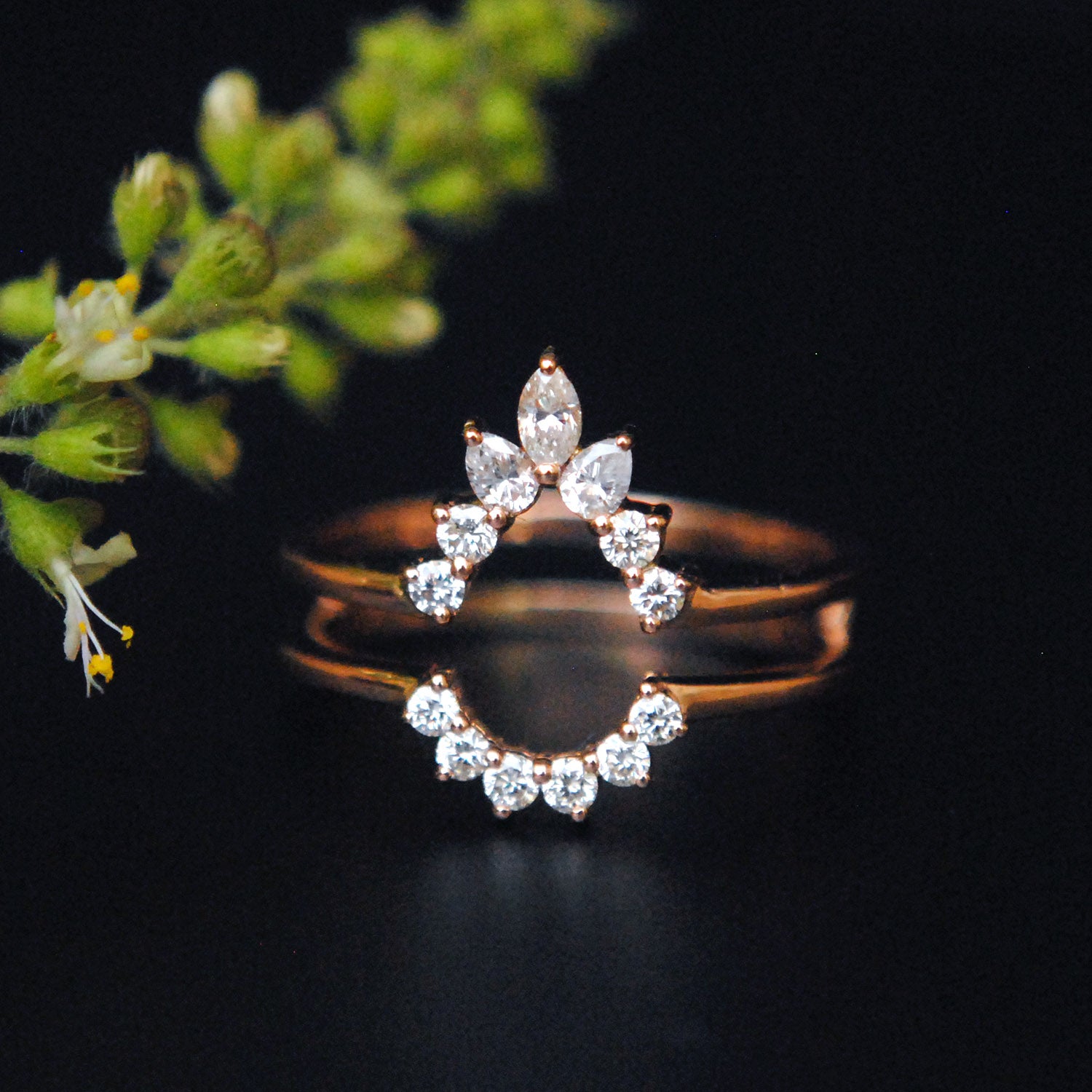 Pear Shaped Diamond Ring Guard/Enhancer - Abhika Jewels