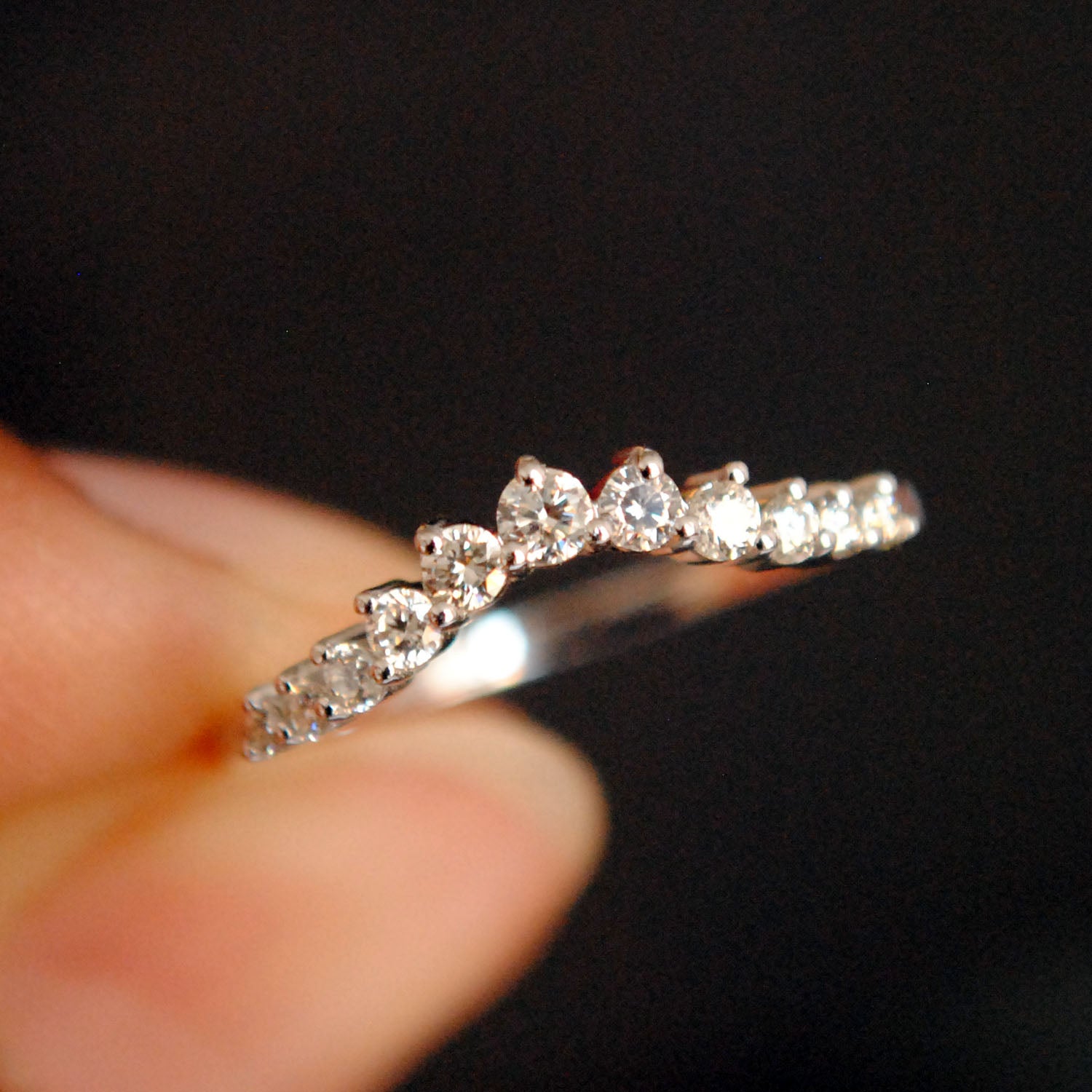 Baguette-Cut Diamond 3-Stone Bridal Ring Wedding Band