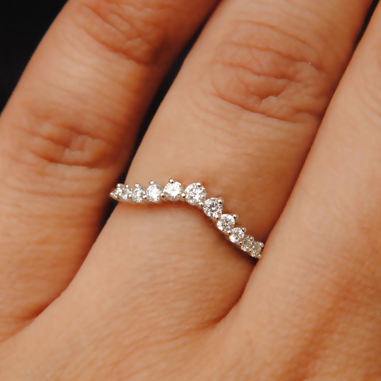 Three-Row Pave Diamond Band in 14k White Gold - Jewelry By Designs
