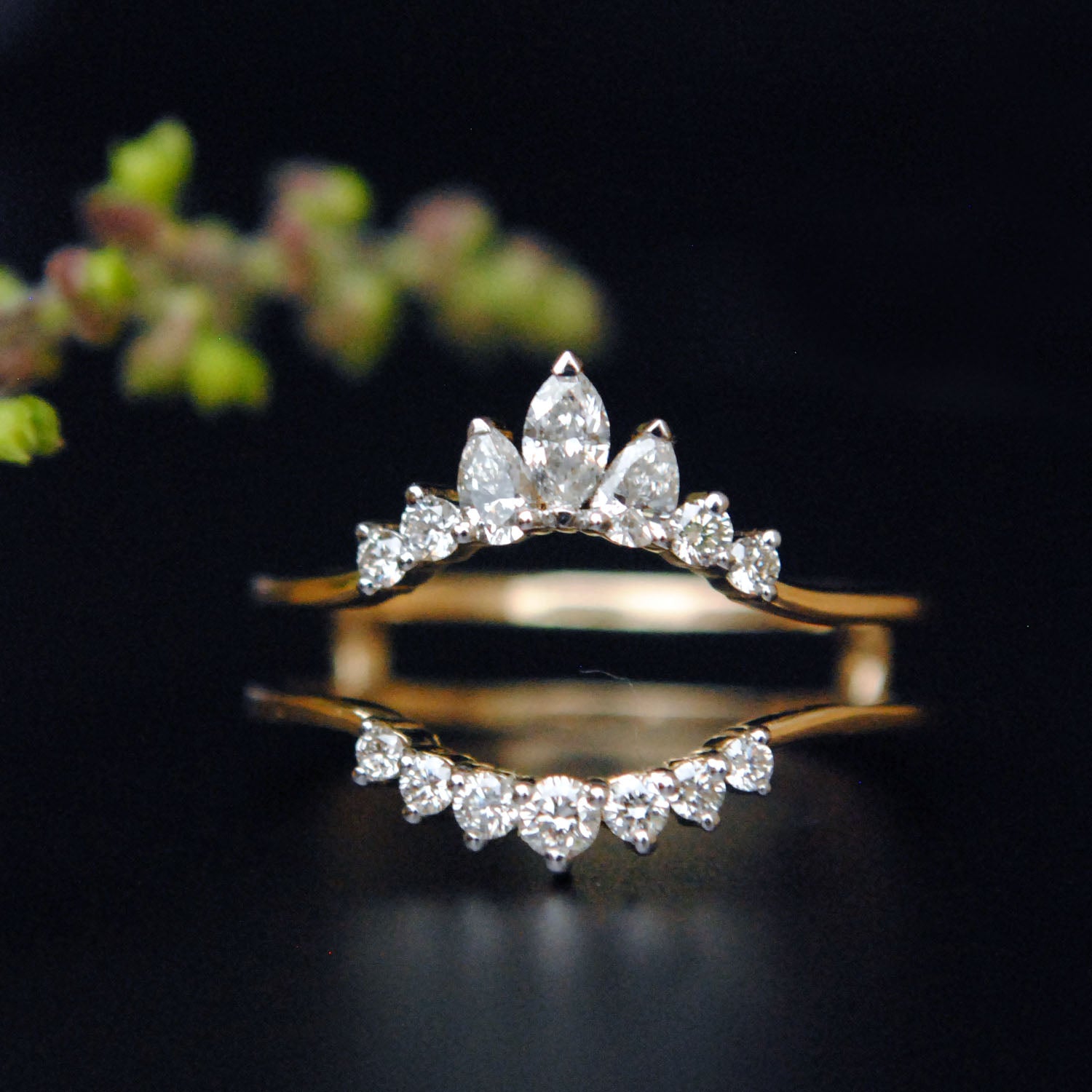Marquise Pear Diamond Halo Enhancer for Elongated Rings