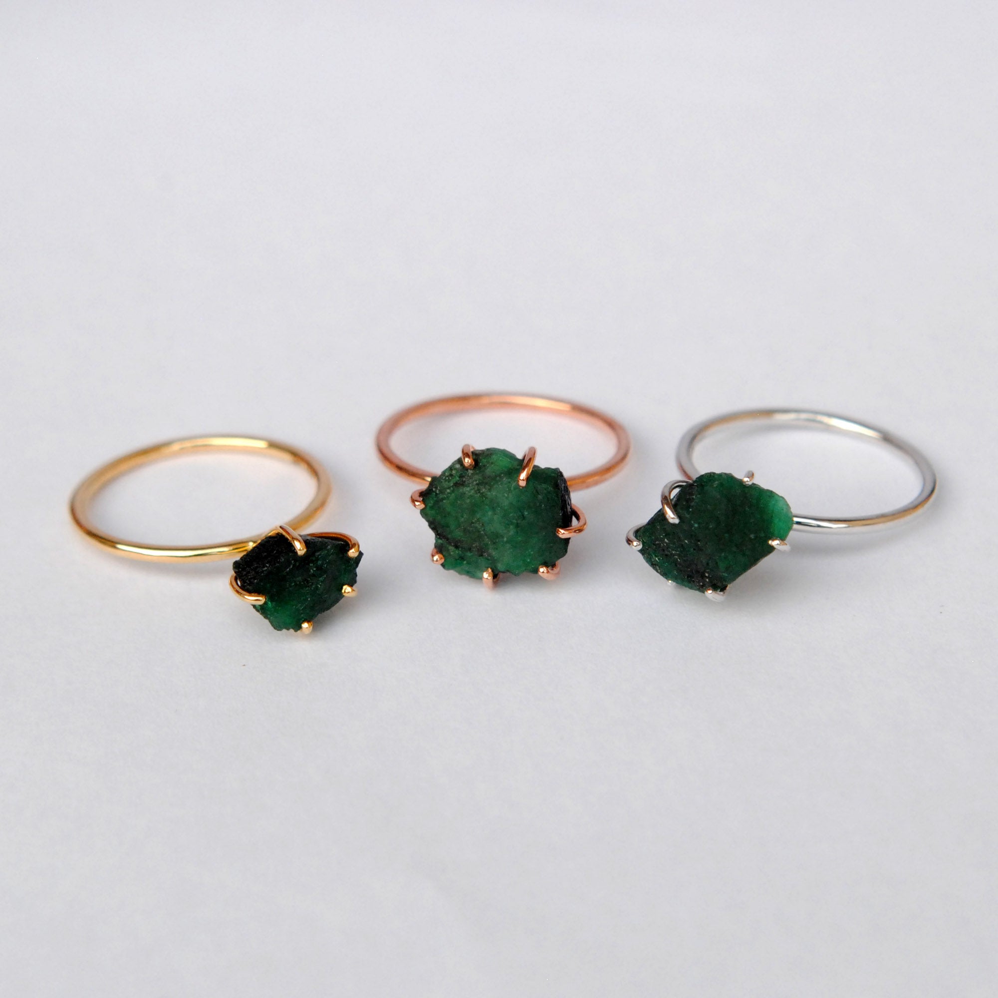 Chunky Raw Emerald 14K Solid Gold Ring