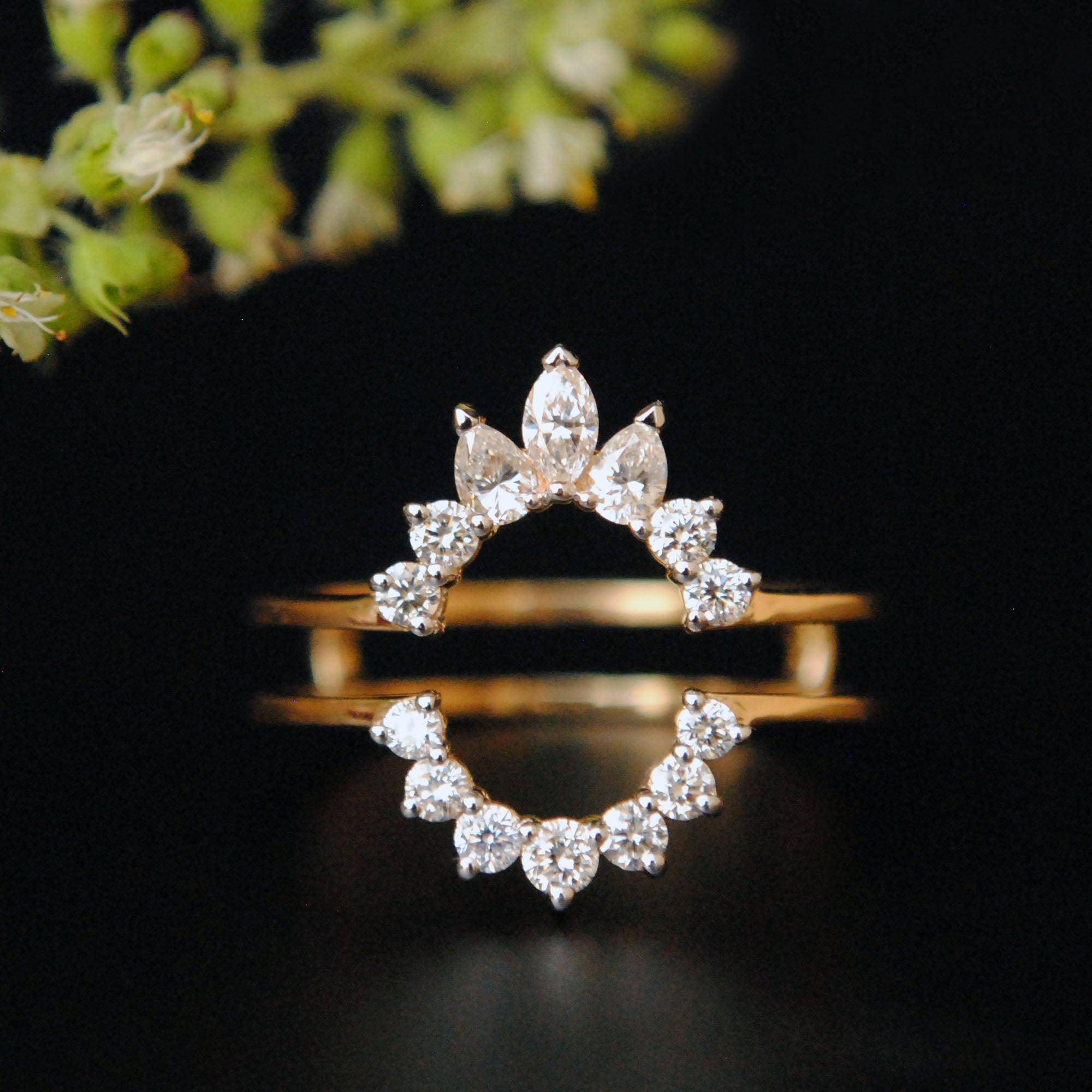 Diamond Ring Guard Enhancer with Marquise Pear and Round Diamond