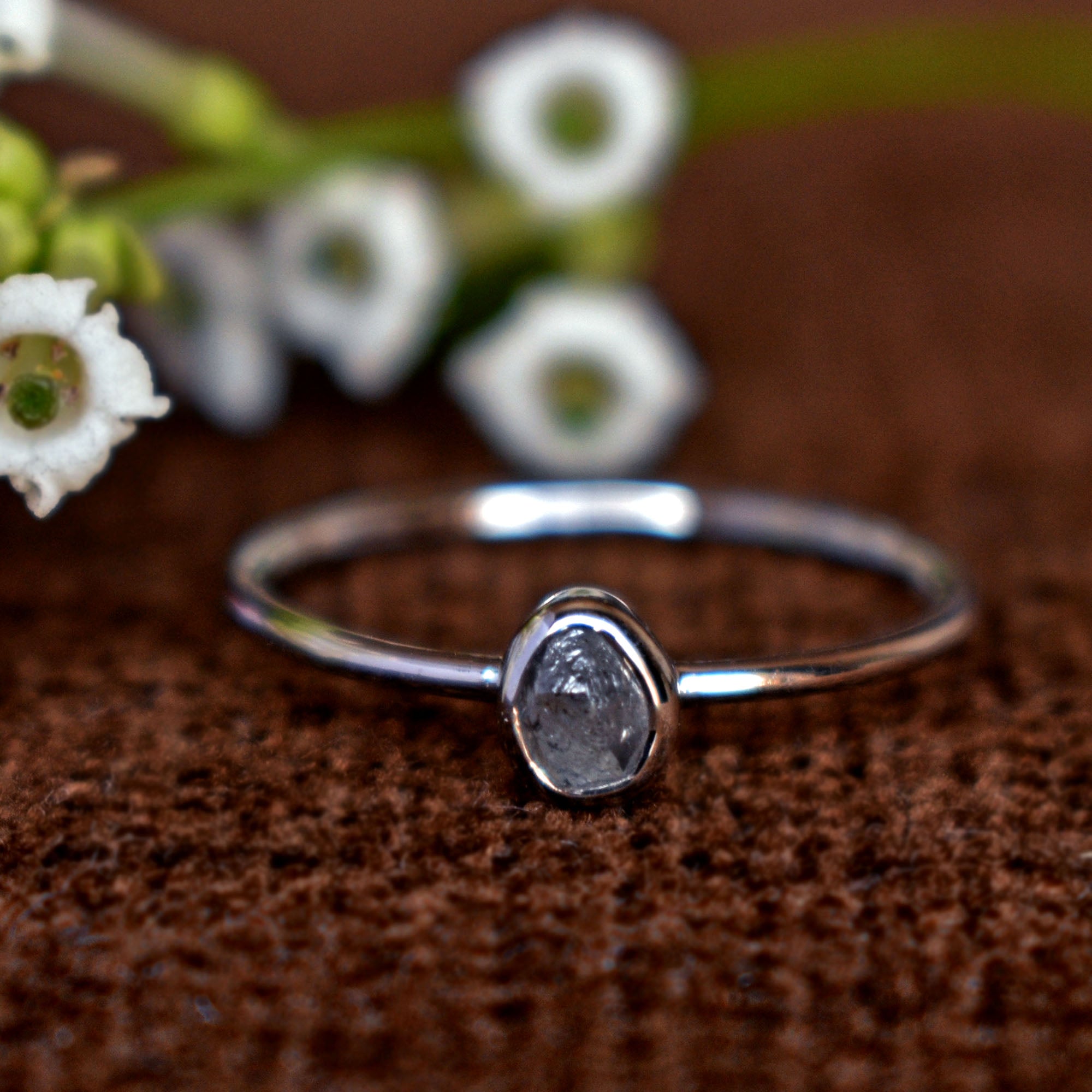 Raw Diamond engagement ring