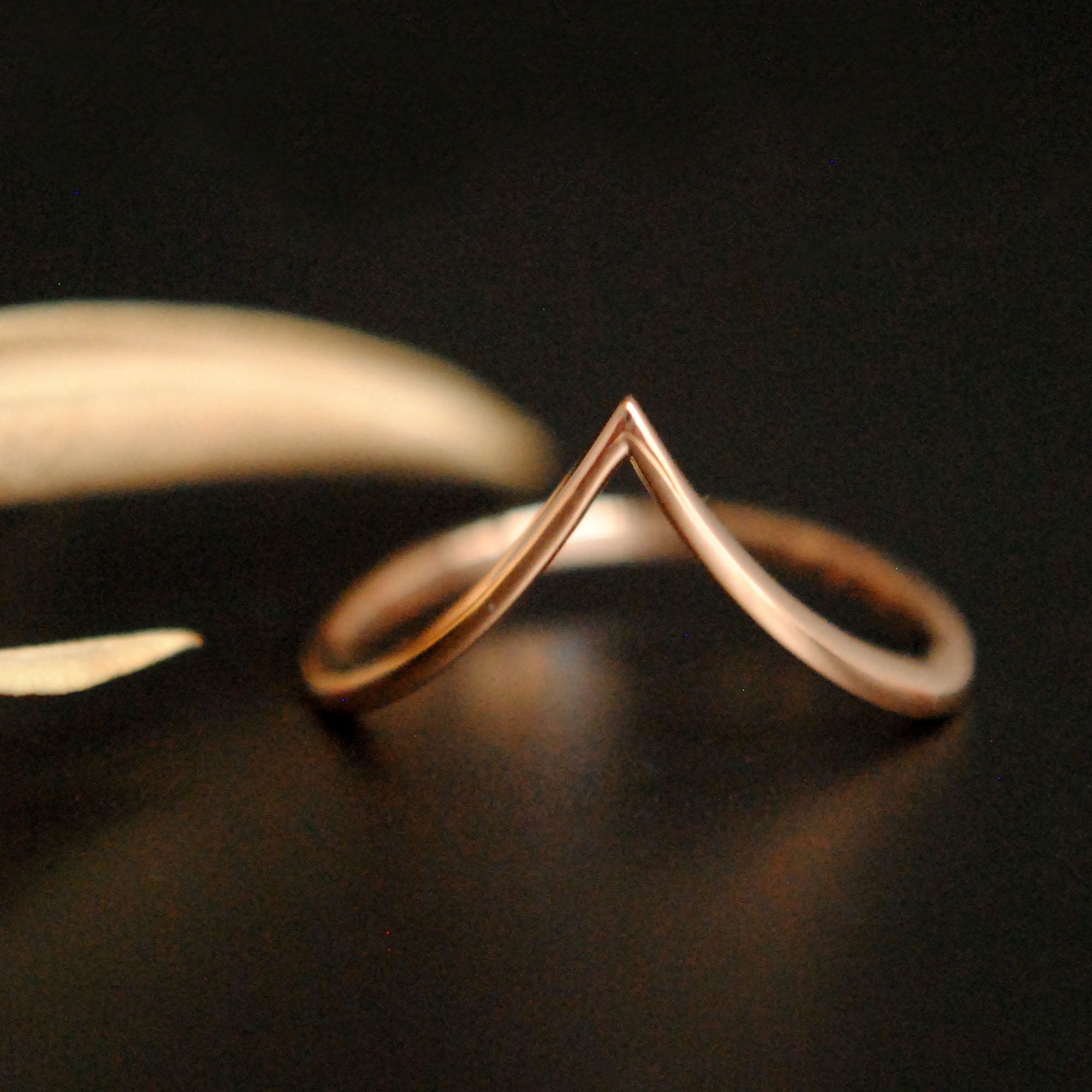 1mm Deep V Ring in 14K 18K Solid Gold Dainty Chevron Stack Wedding Ring