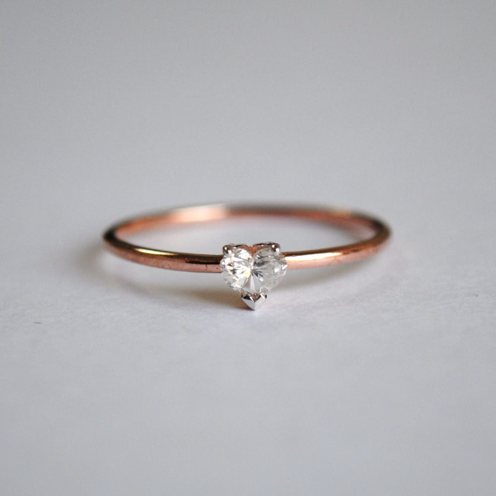 Heart Cut Minimal Dainty Diamond Ring