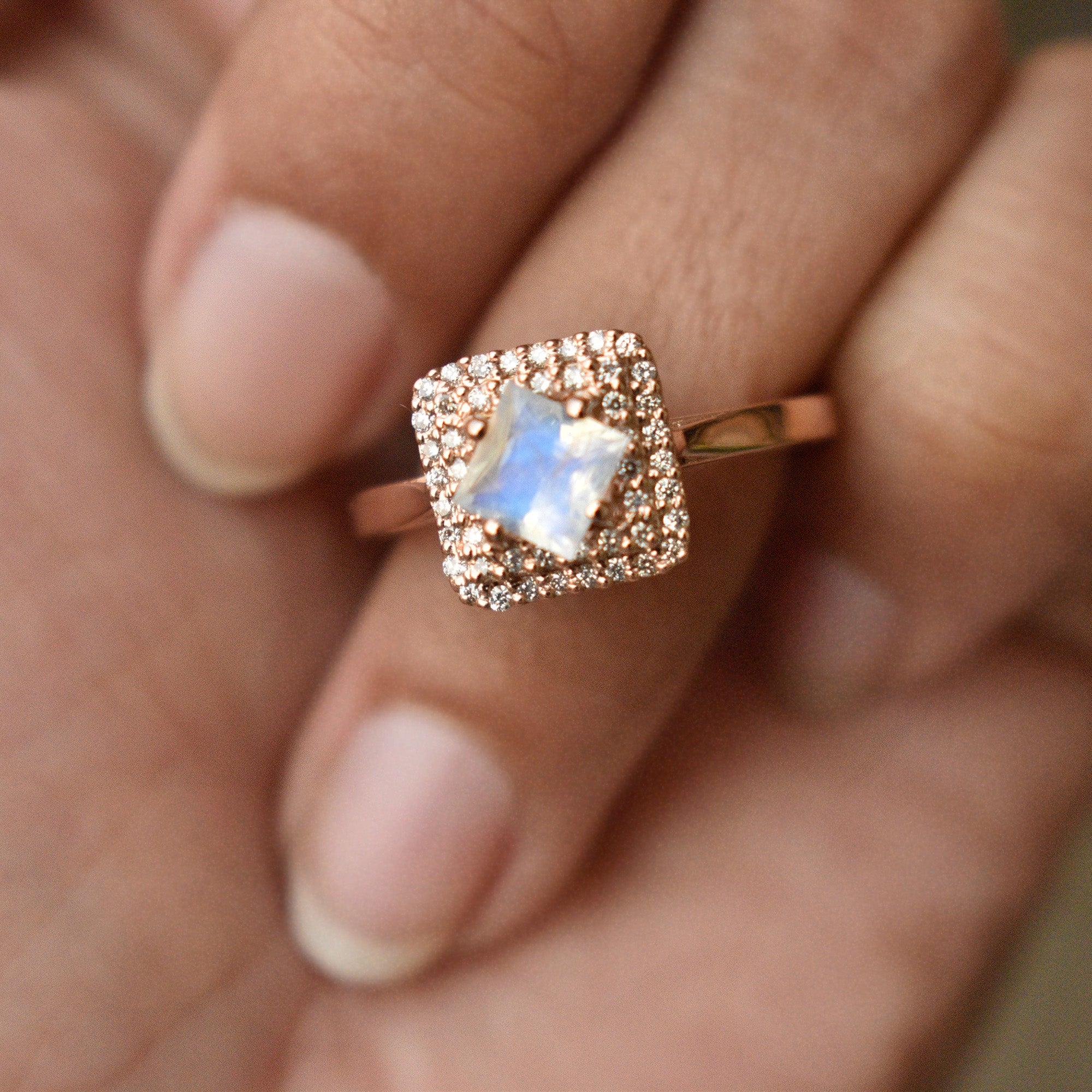 Classic Diamond Princess Double Halo Gold Engagement Ring - 02US30 –  Delphimetals