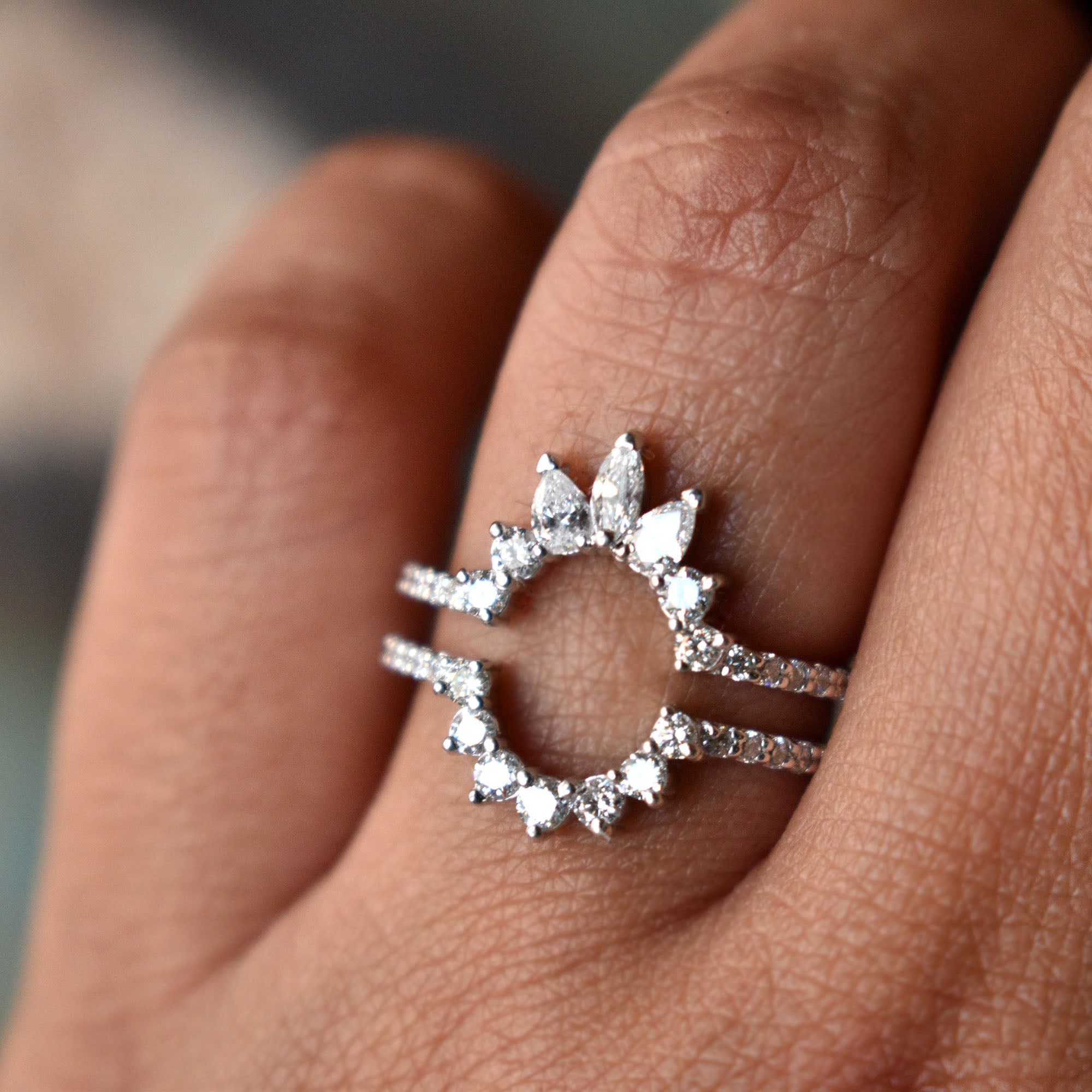 Diamond Ring Guard for Oval Engagement Ring Abhika Jewels