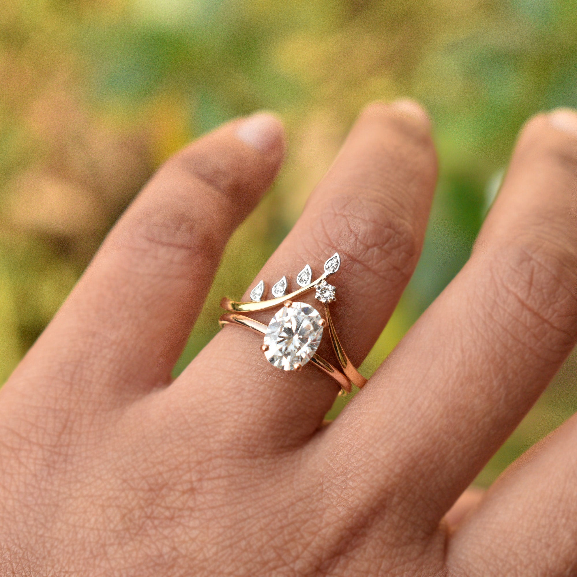 Leaves Engagement Ring - Moissanite Rings and Diamond Rings