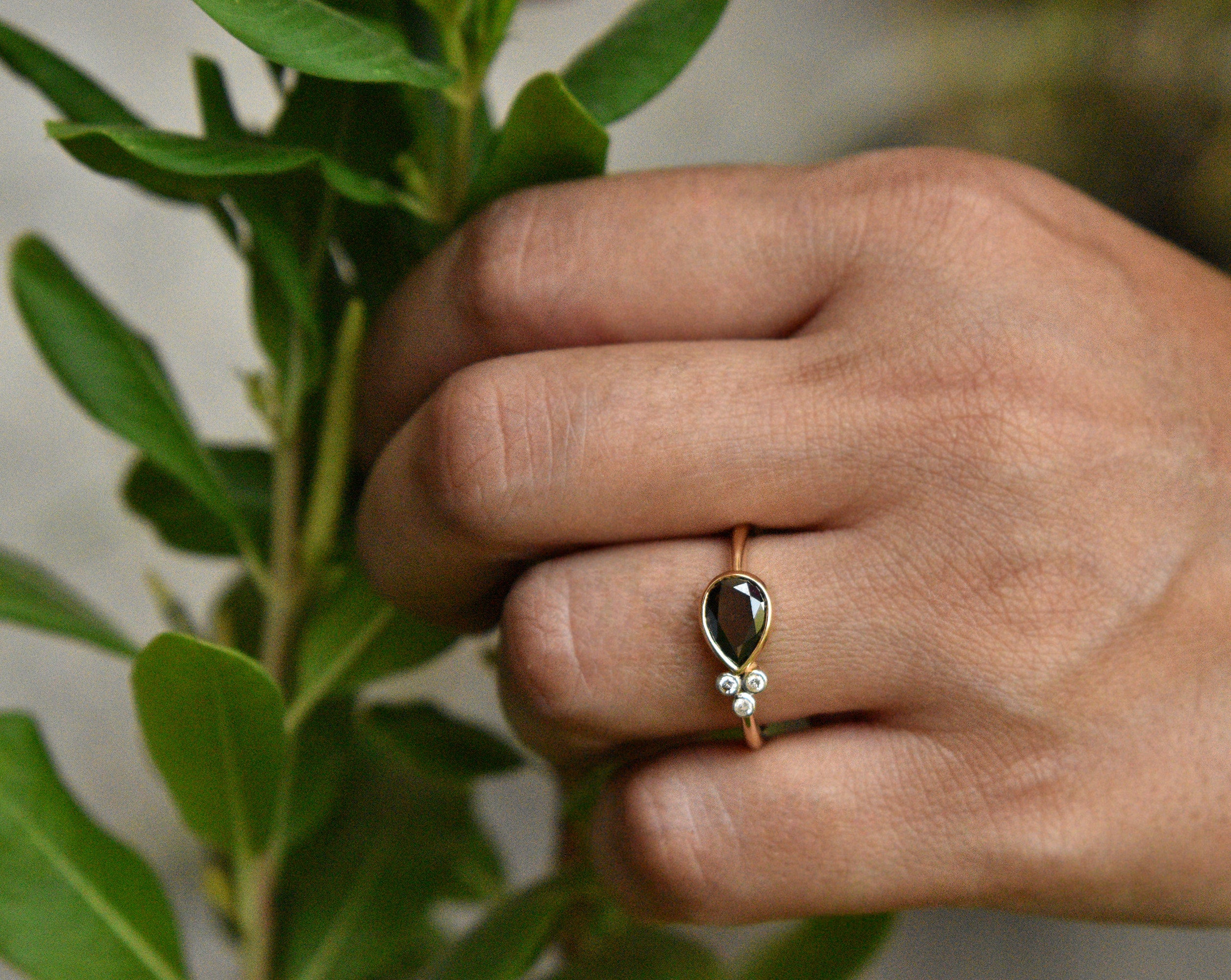 Asymmetric Blossom Engagement Ring with Pear Cut Diamonds