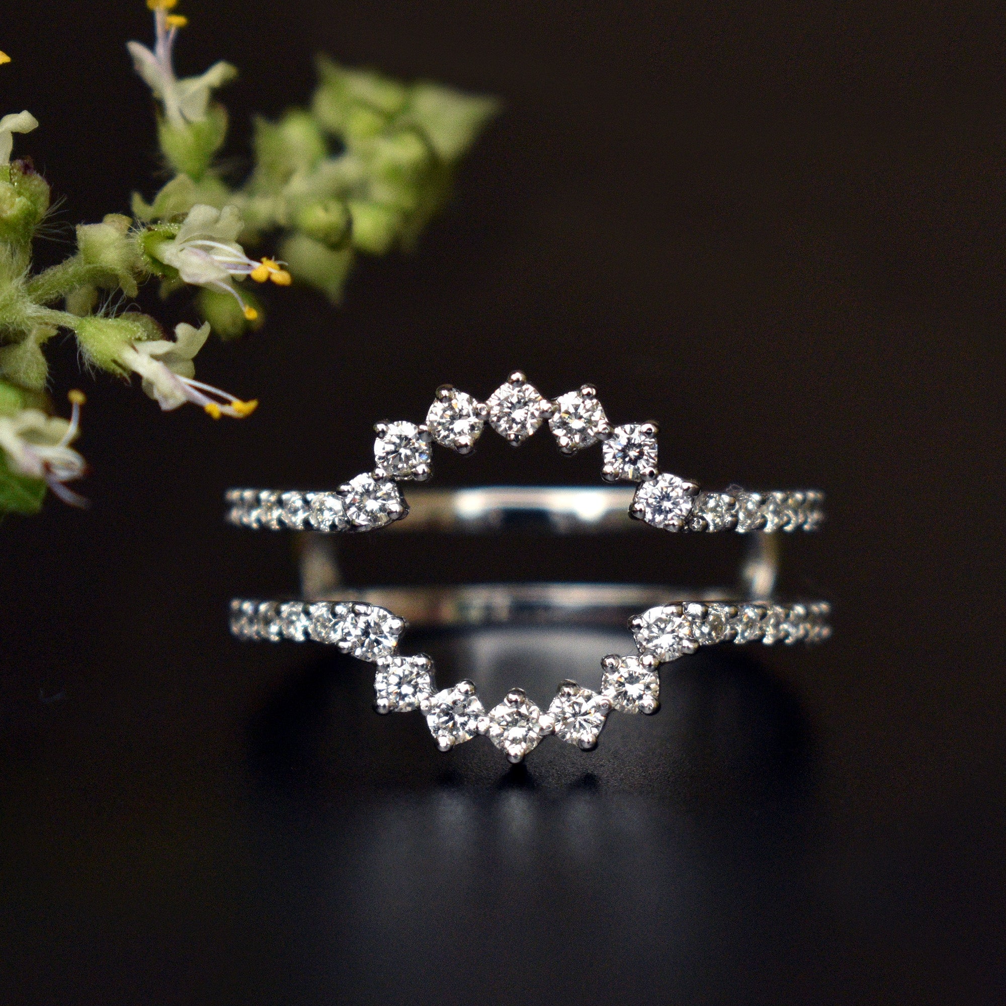 Diamond Ring Guard for Round Solitaire Ring with Studded Band