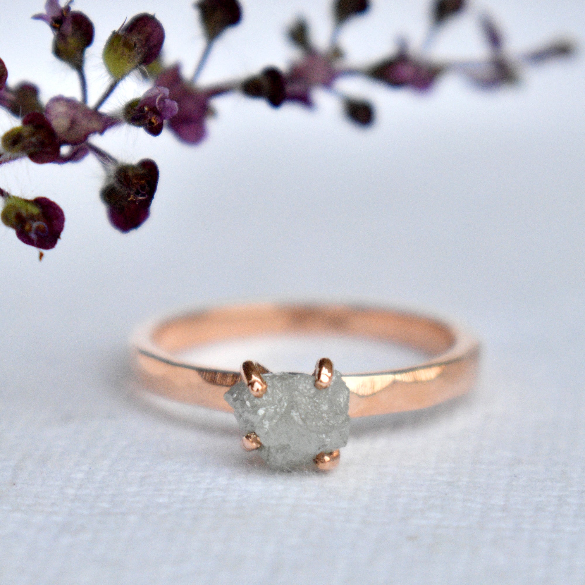 1 Carat Raw Diamond Rustic Engagement Ring