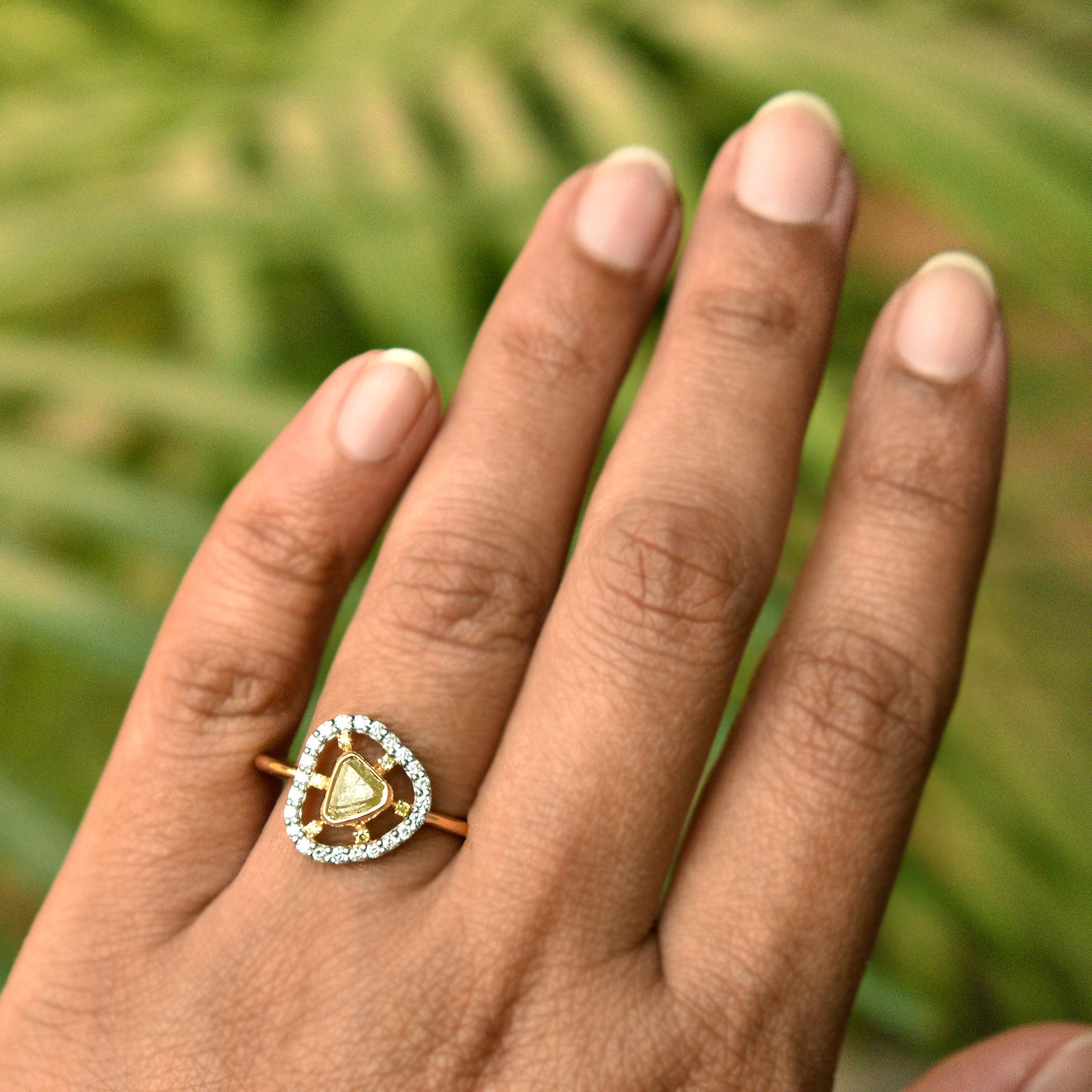 Raw Opaque Three Stone Diamond Ring - Jennifer Dawes Design