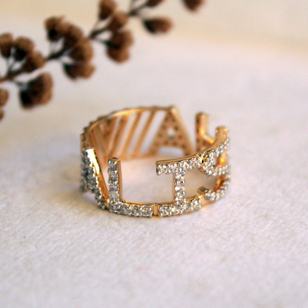 Diamond studded on sale gold ring