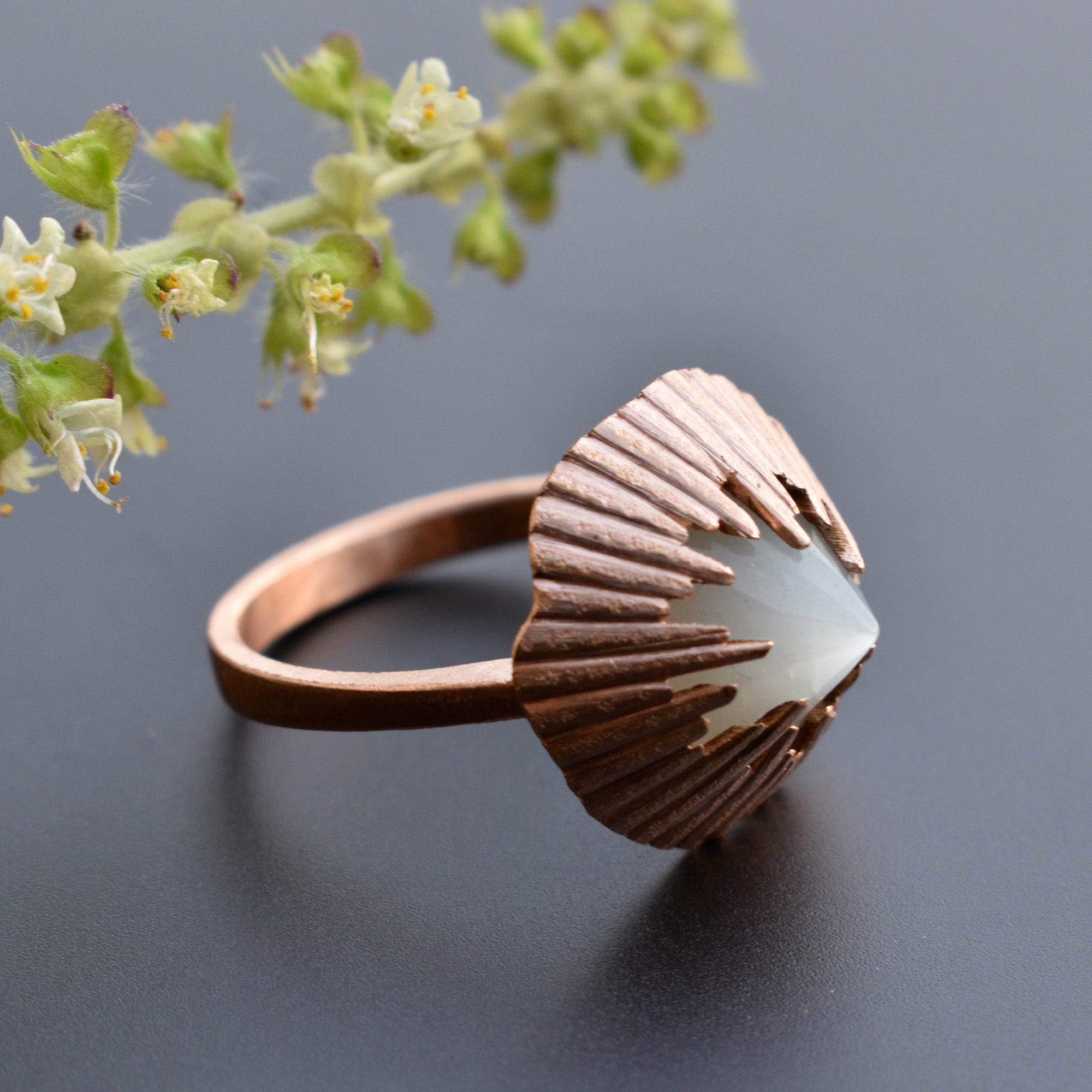 Snow Capped Mountain Ring with White Moonstone