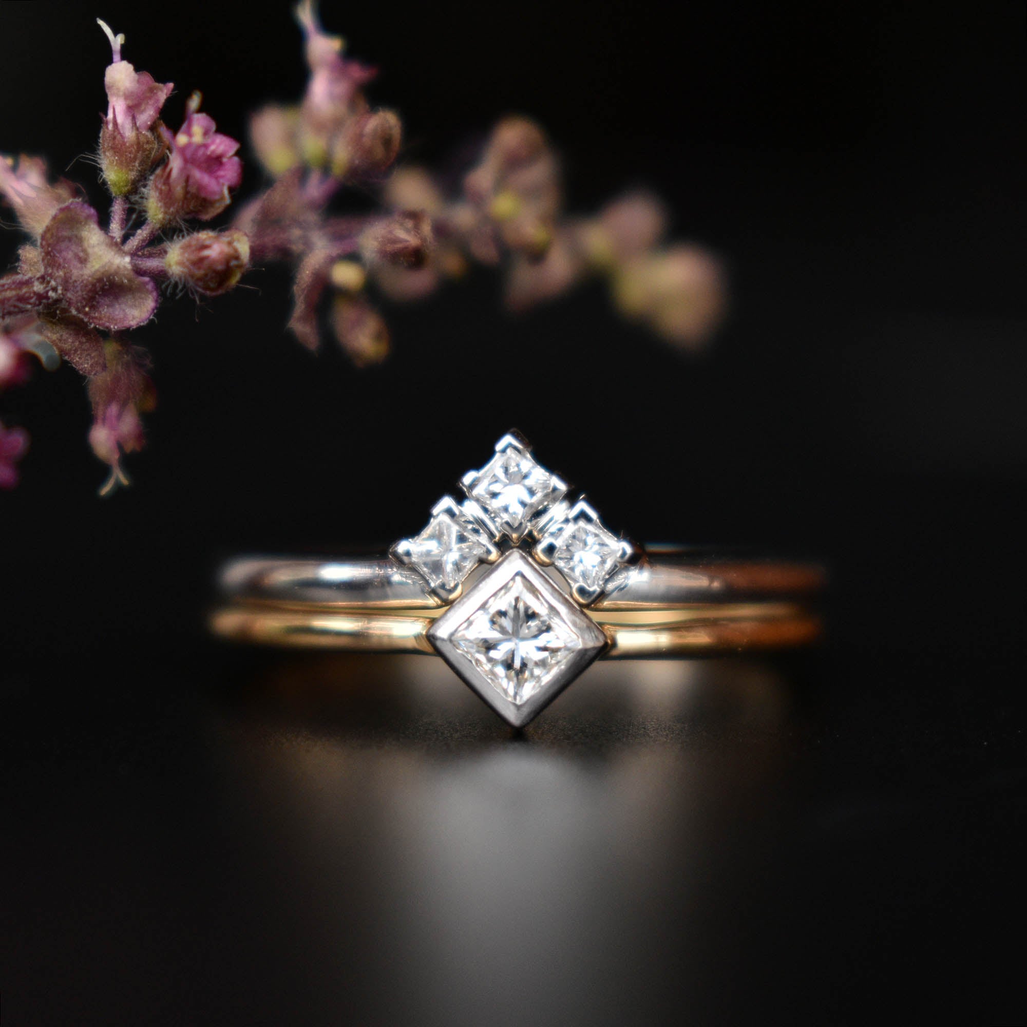 Princess Diamond Engagement & Wedding Ring Set