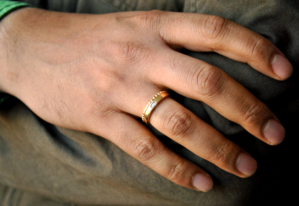 5MM Art Deco Diamond Wedding Ring, Promise Ring - Shraddha Shree Gems