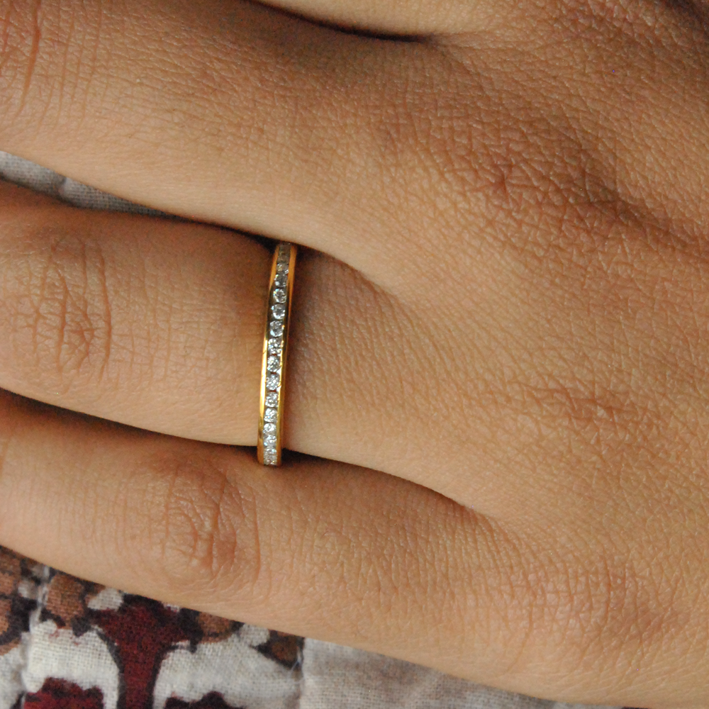 Couples His Hers Wedding Band Rings Channel Set Diamond Band