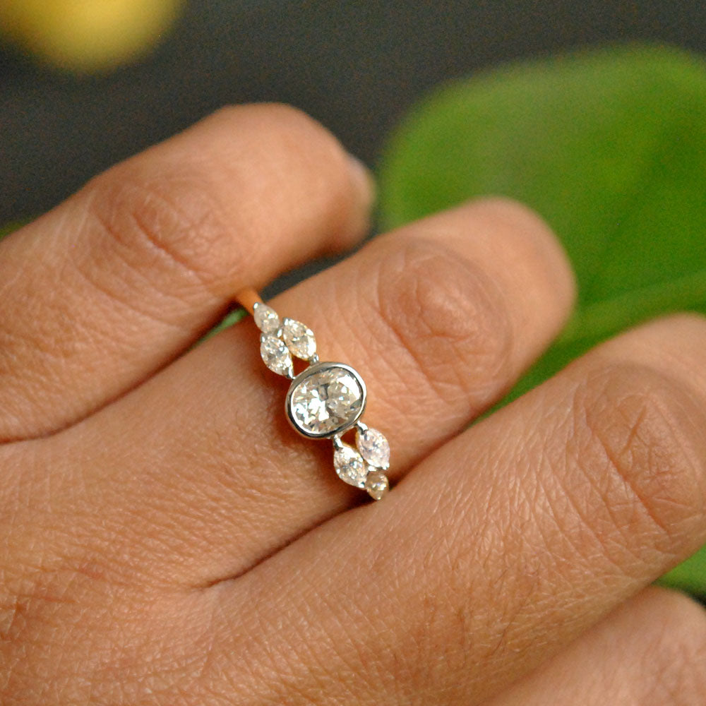 Ben Garelick Large 2 Carat Oval Cut Diamond Cluster Engagement Ring