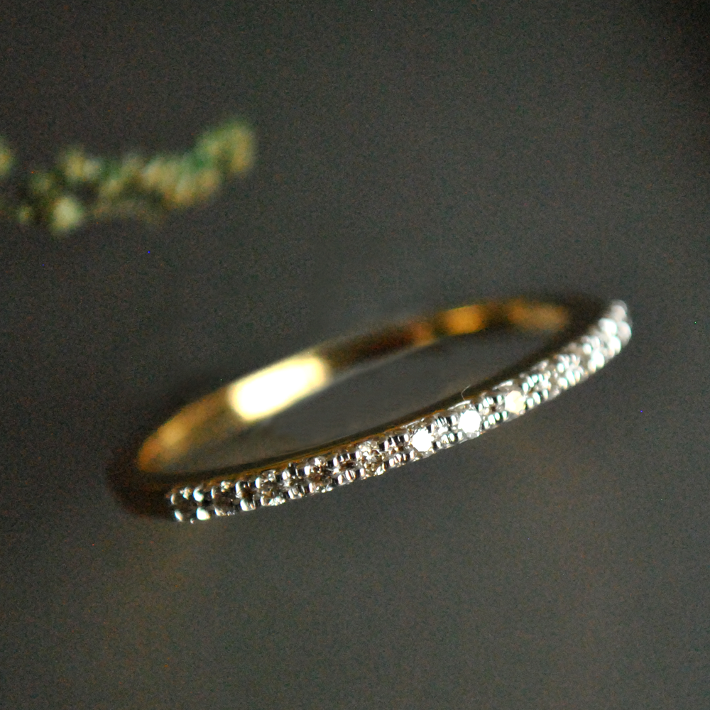 Half Eternity Dainty Diamond Band with Micro Pave