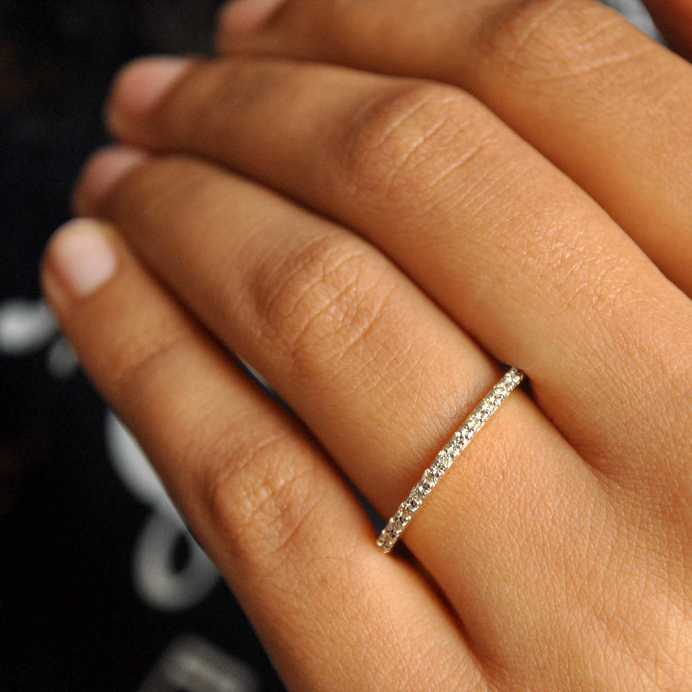 Dainty diamond ring band on sale