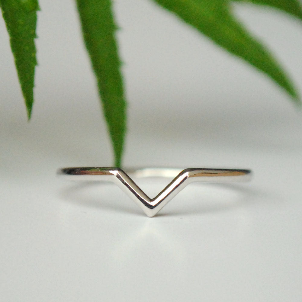 1 mm Dainty Gold V Skinny Stacking Ring