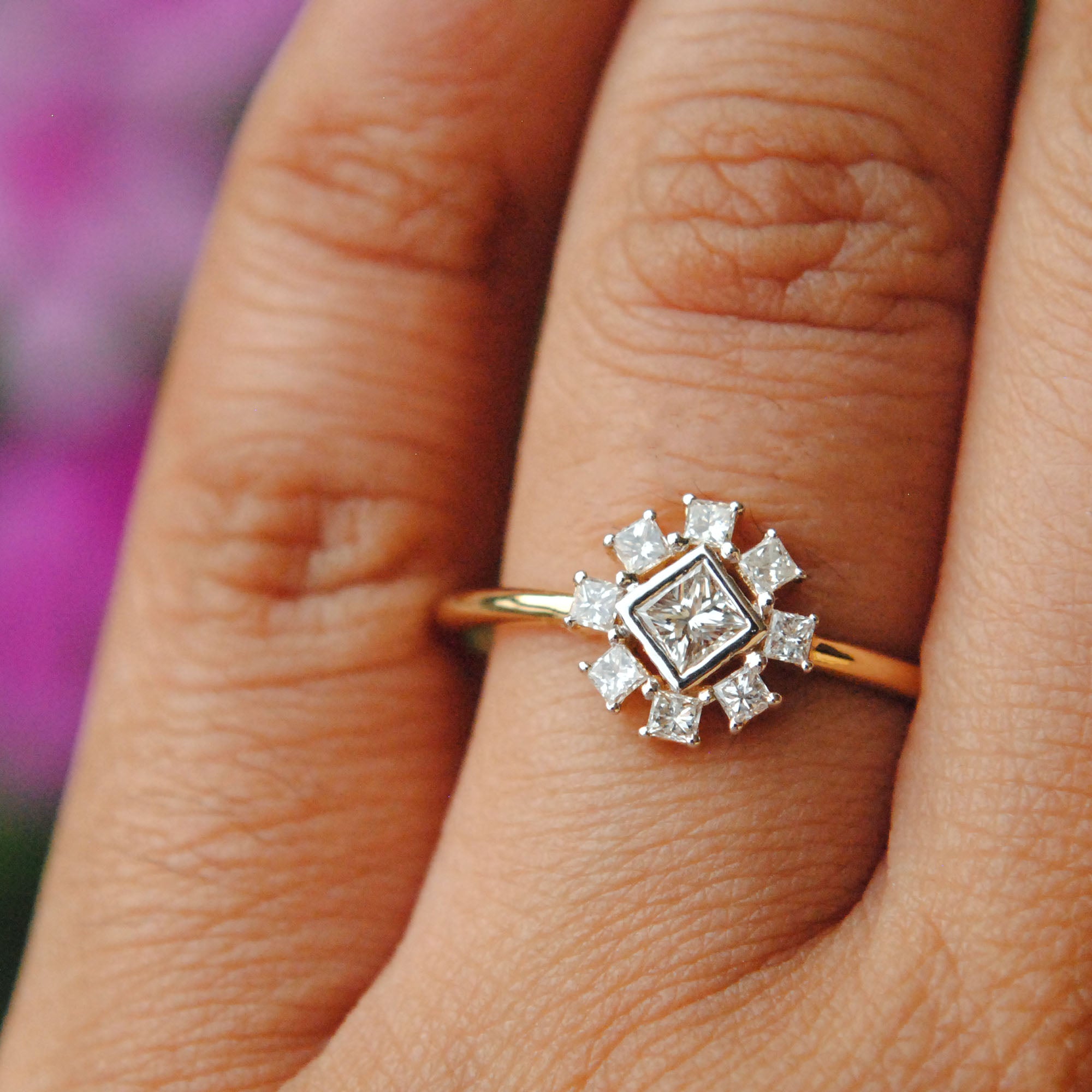 Bezel Set On Point Princess Cut Solitaire Diamond Engagement Ring –  Christopher Duquet Fine Jewelry