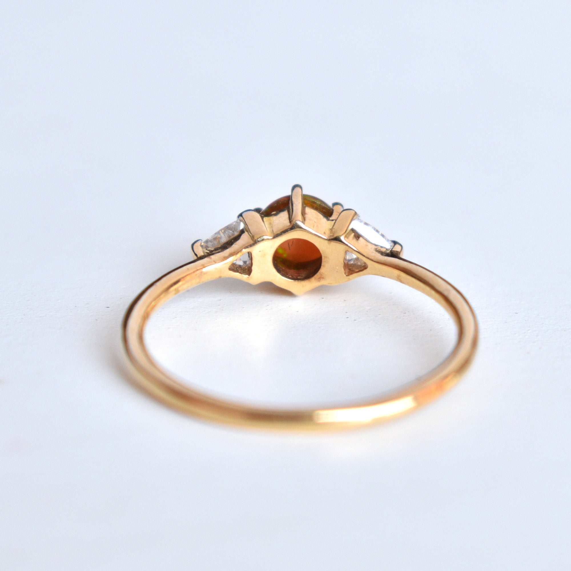 14K White Gold 3 Stone Bezel Set Engagement Ring - 39910785