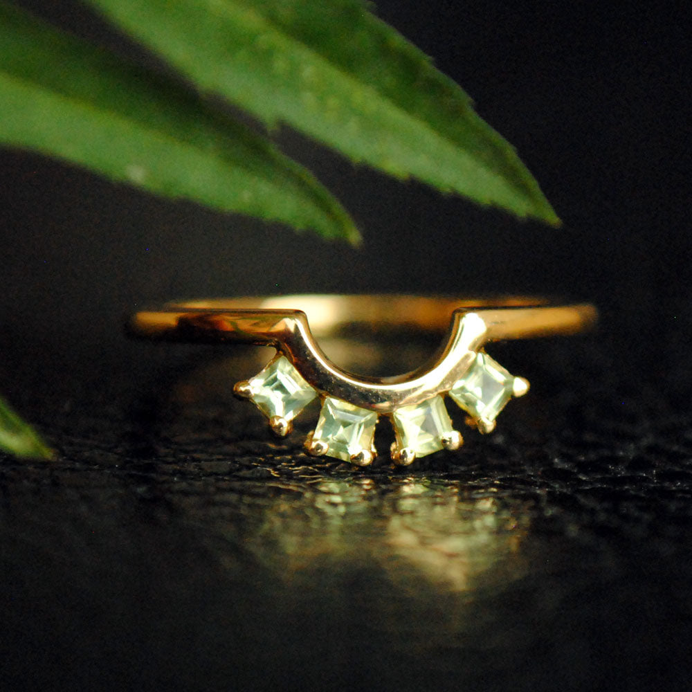 Curved Peridot Stack Band Ring