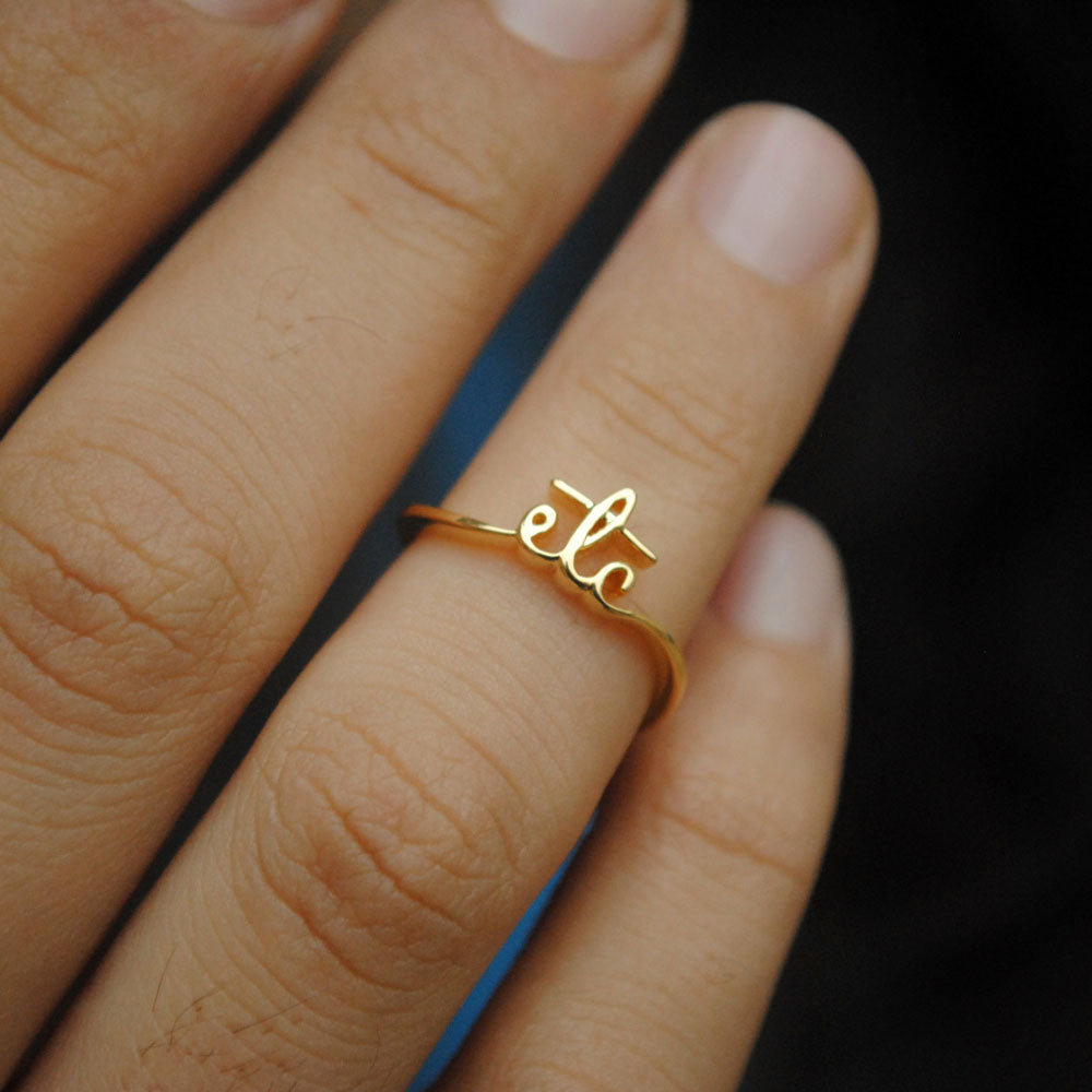 Personalized Planet 14K Gold Plated Script Name and Open Heart Bypass Ring  ,Women's - Walmart.com