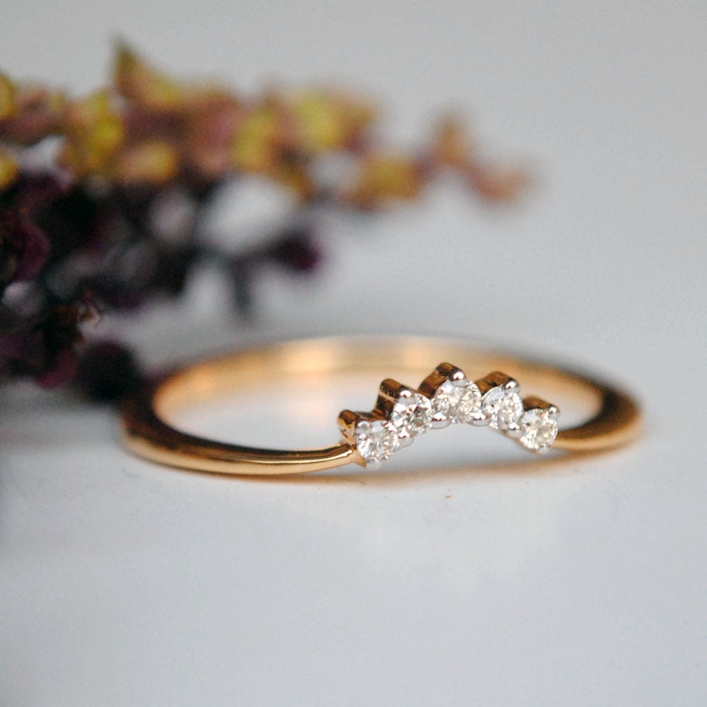 Curved Diamond Wedding and Stack Ring