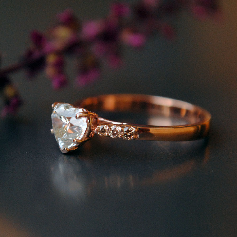 8mm Heart Shaped Morganite Minimalist Engagement Ring