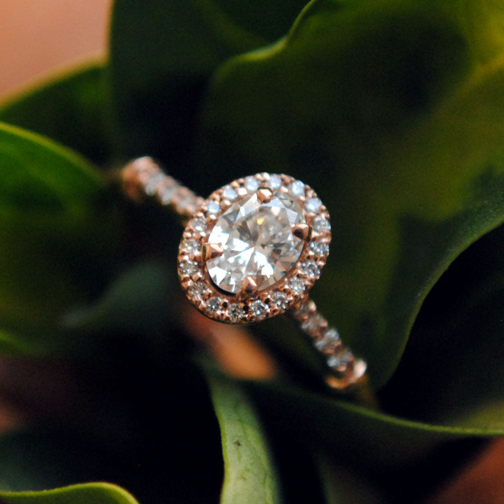 14k Yellow Gold Custom Oval Diamond And Halo Engagement Ring #102607 -  Seattle Bellevue | Joseph Jewelry
