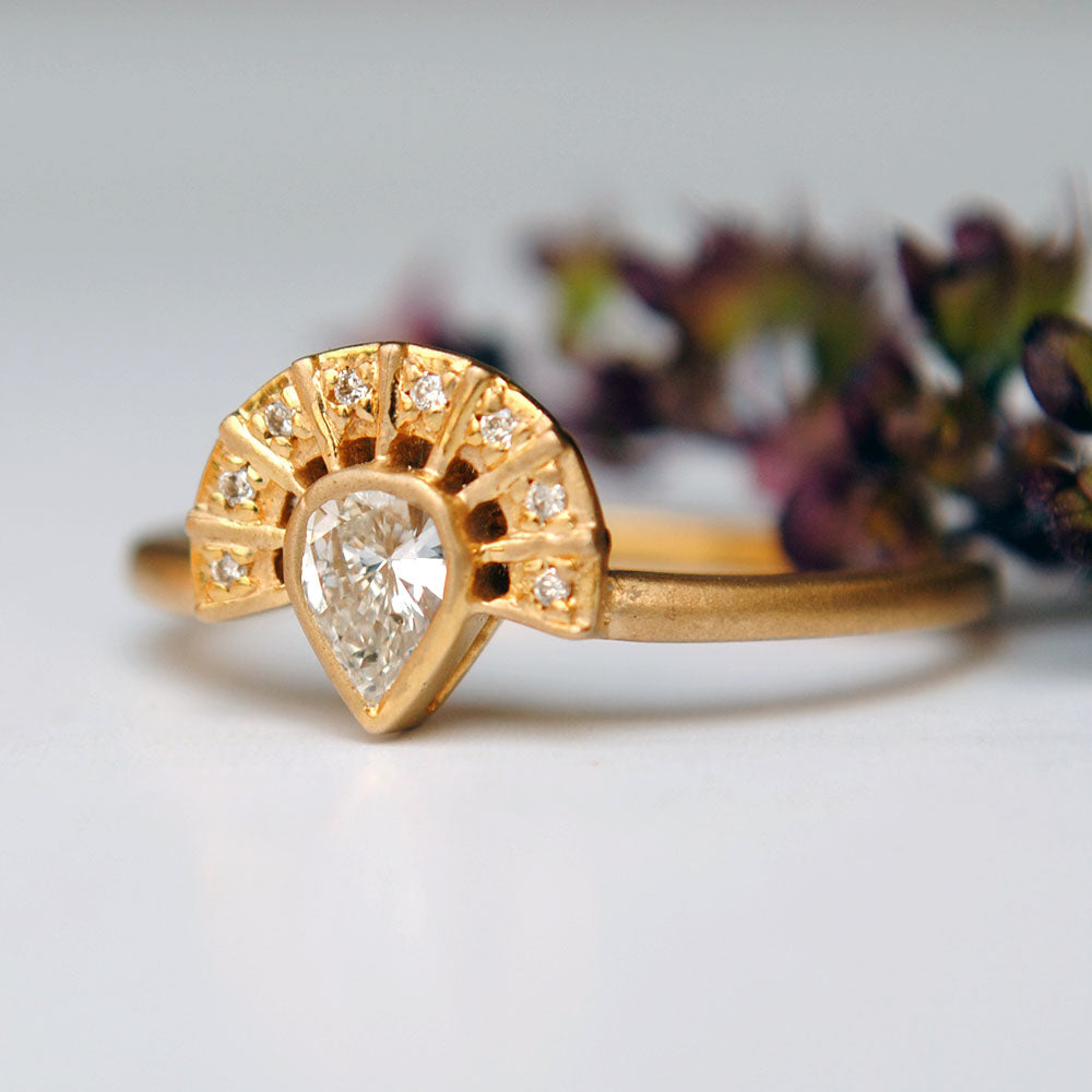 Pharaoh Inspired Pear Engagement Ring