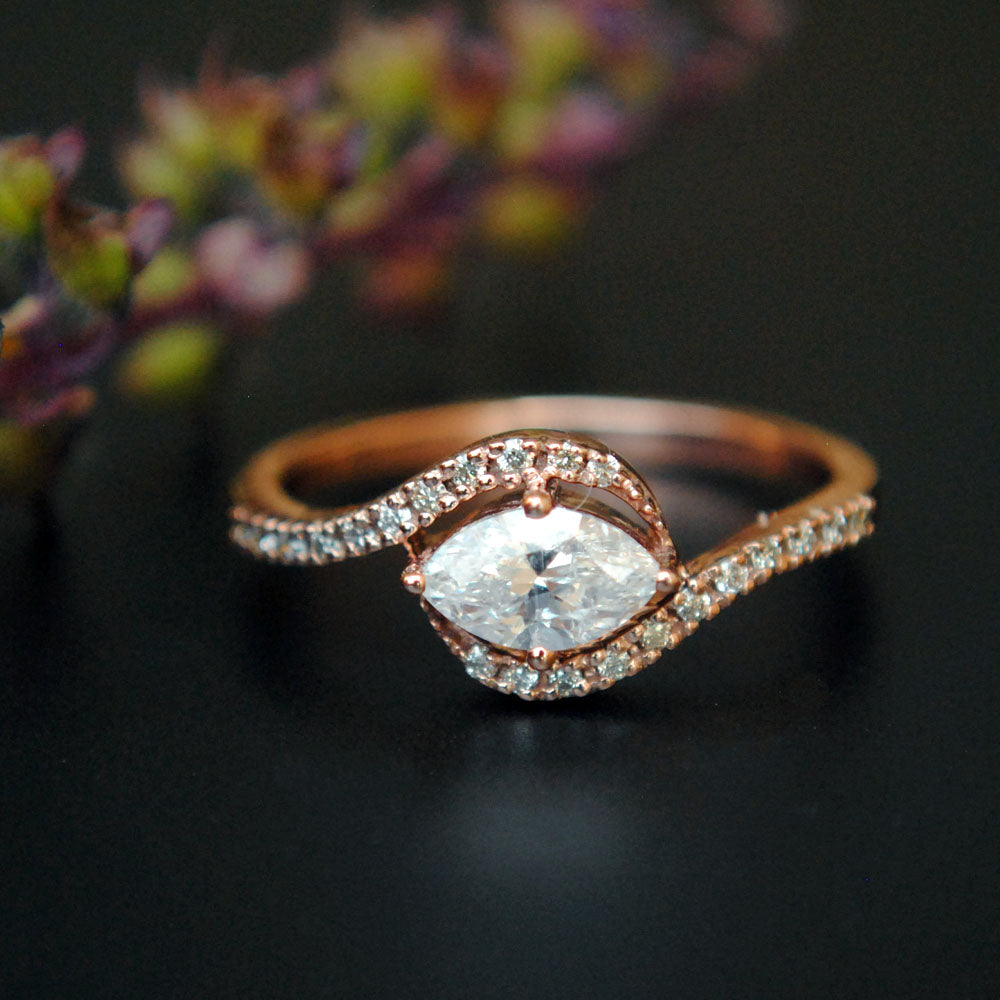 Half Carat Marquise East West Diamond Ring Abhika Jewels