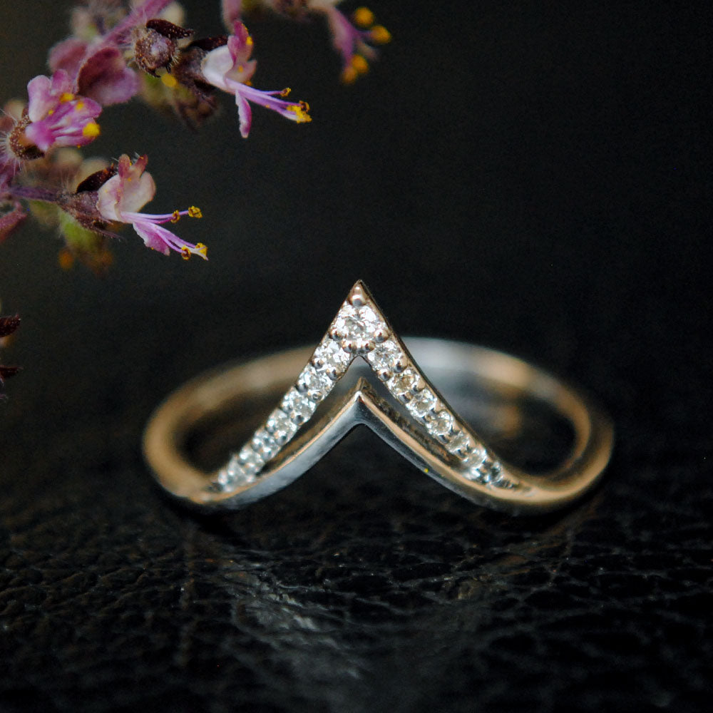 Stackable Double Deep Chevron Diamond Ring