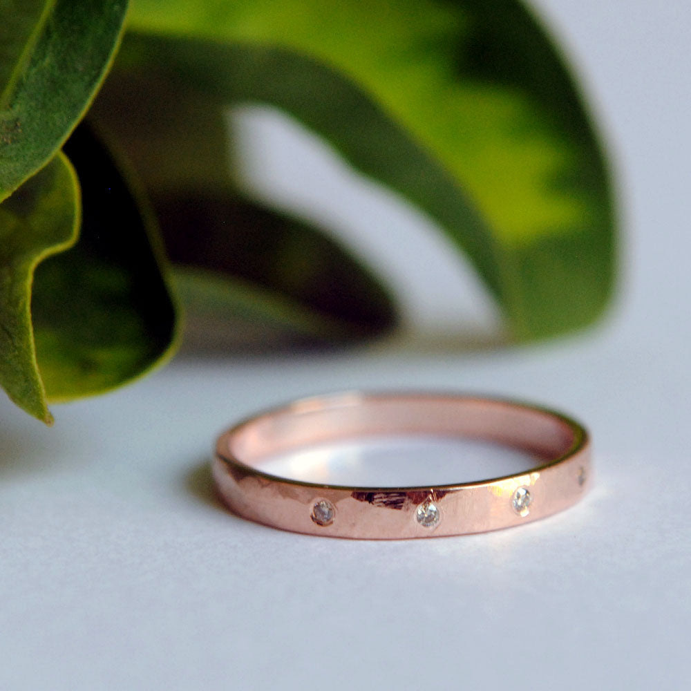 Flush Set Diamond Tension Ring for Men | deBebians 14K Rose Gold / 8.5