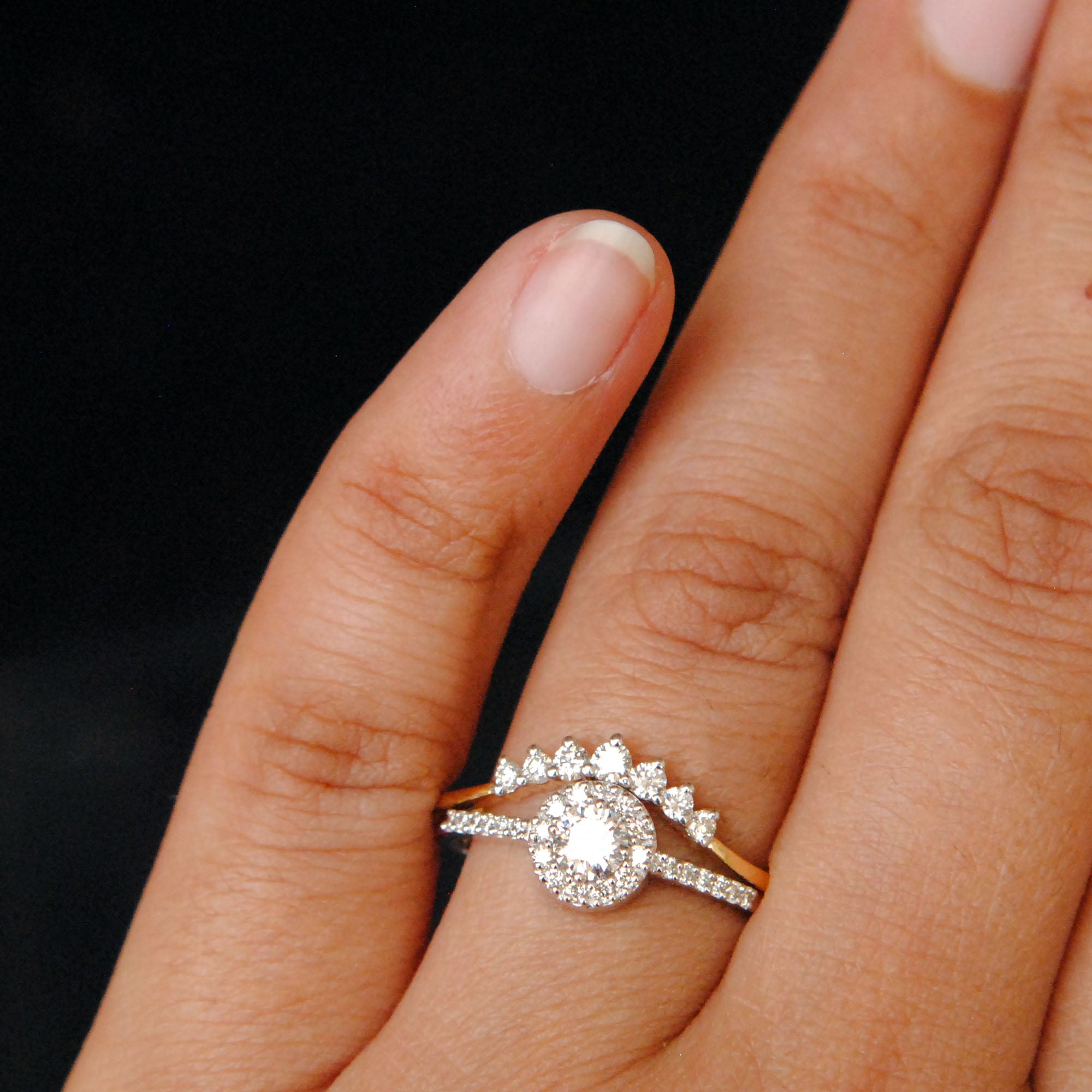 Buy Pear Diamond Wedding Ring Set, Diamond Halo Unique Engagement Ring Set,  Marquise Crown Diamond Ring Matching V Side Band Bridal Set NIA Online in  India - Etsy