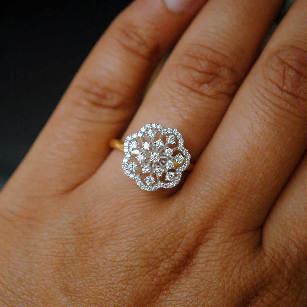 18ct Gold & Diamond Flower Cluster Ring – Gold Reserves Jewellers