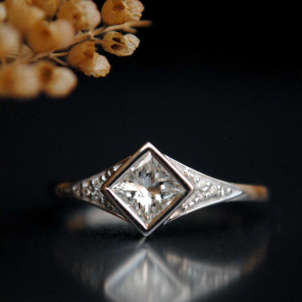 Half Carat Princess Diamond Ring with tapered band