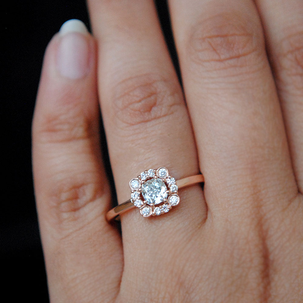 Half carat sales halo ring