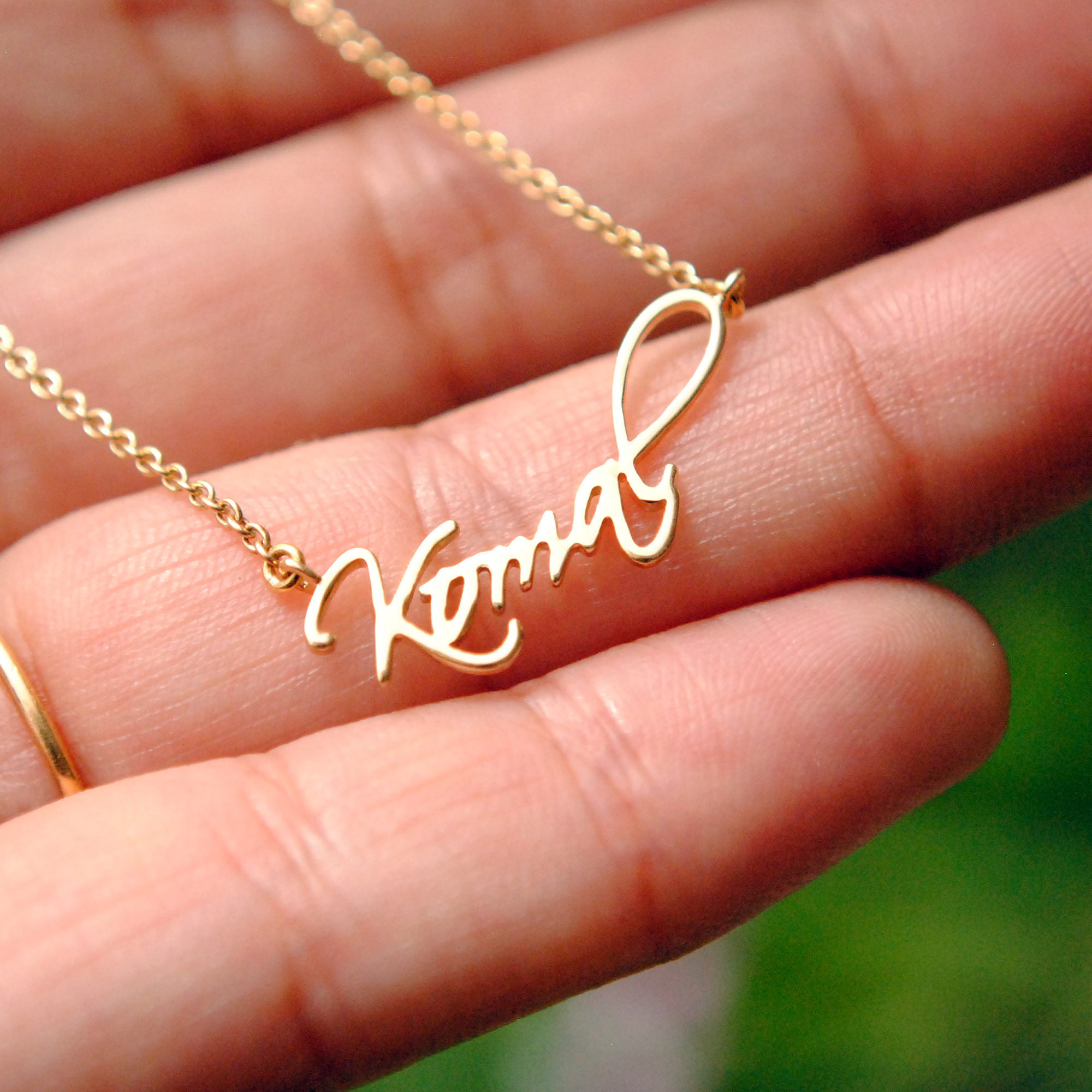 14K Solid Gold Personalized Name/Signature Necklace
