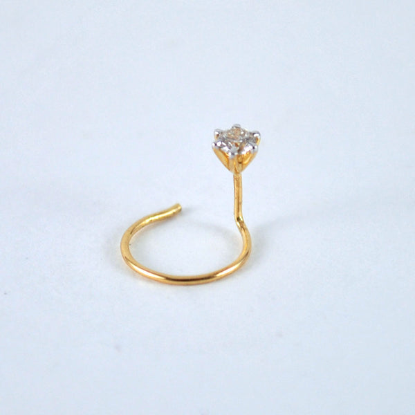 18K Gold Diamond Nose Pin with 0.15 Ct Diamond - 235-NP092 in 0.350 Grams